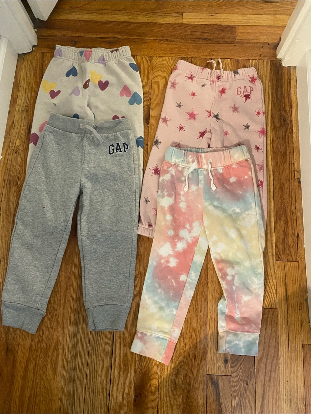 GAP Kids Multicolor Heart, Star, Tie-Dye & Gray Jogger Pants